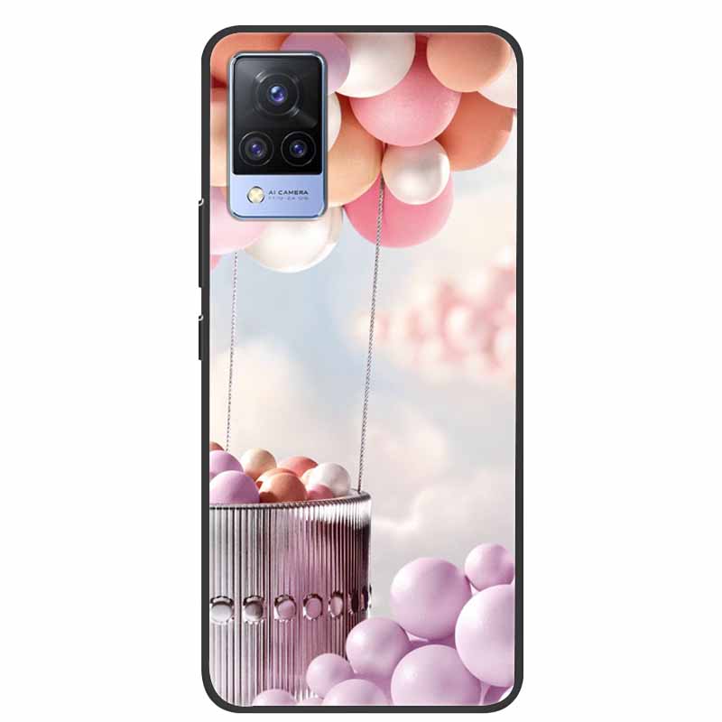 For Vivo S9 V21 V21e Case Black Silicone Back Cover Case For Vivo V21 S9 V21e Phone Cases Cover V 21 e S 9 Funda Coque Cartoon