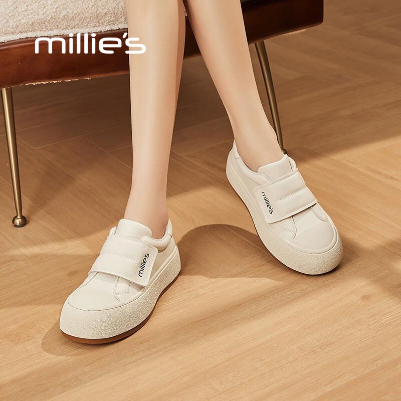 Millies Women s Leather Platform Velcro Sneakers 36