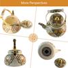 Floral Enamel Tea Kettle Vintage Gold Beige Teapot Colorful Boho Hot Water Coffee Kettle Pot 2.5L Porcelain Tea Pot with Ceramic Handle for Stovetop