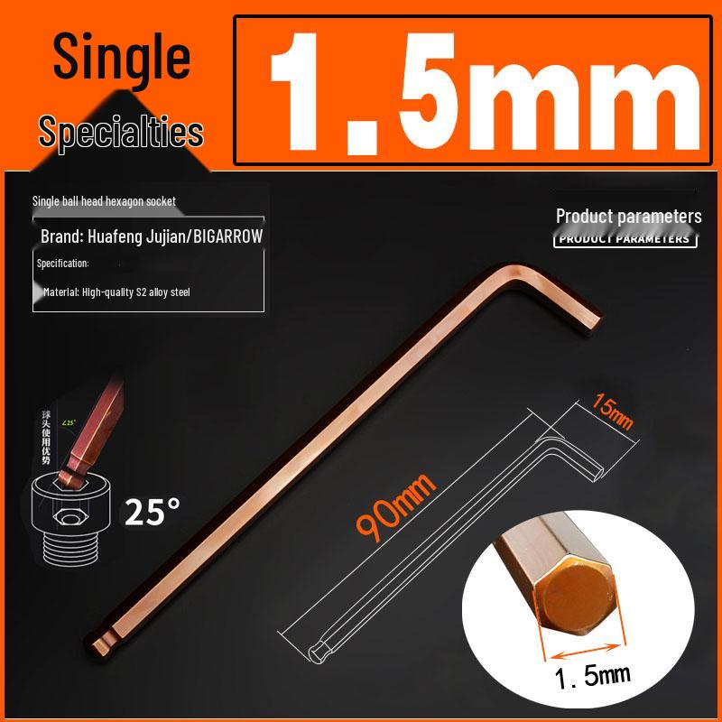 Industrial Grade S2 Hex Key & Screwdriver Set (1.5-19mm) - Single Size 8 Hex Wrench