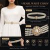 White Imitation Pearl Elastic Belt Metal Waist Chain New Beaded Belt  Party Accessories