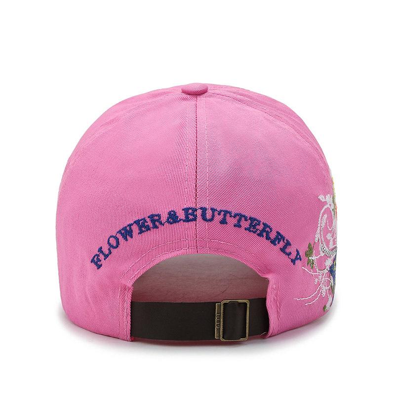 Spring and autumn new women's hat curved brim butterfly decorative baseball cap embroidery monochrome cap dome travel hat