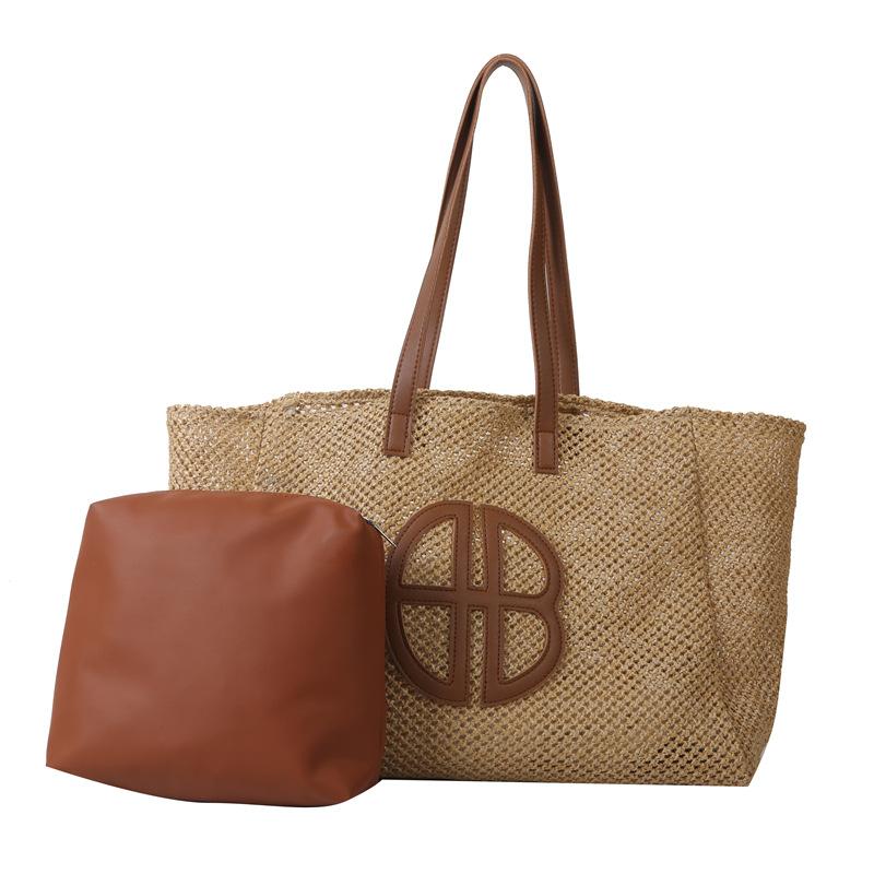 Nuova piccola borsa intrecciata fresca colore a contrasto paglia moda tendenza borsa da donna borsa a spalla borsa a mano