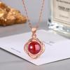 Ethnic Style Zircon & Green Agate Pendant Necklace with Yellow, Red, White Chalcedony for Women