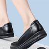 Work Shoes Women's Single Shoes Soft Sole Non-slip Round Head Hotel Work Shoes Middle-aged and Elderly Mother Grandma Women Flat Leather Shoes