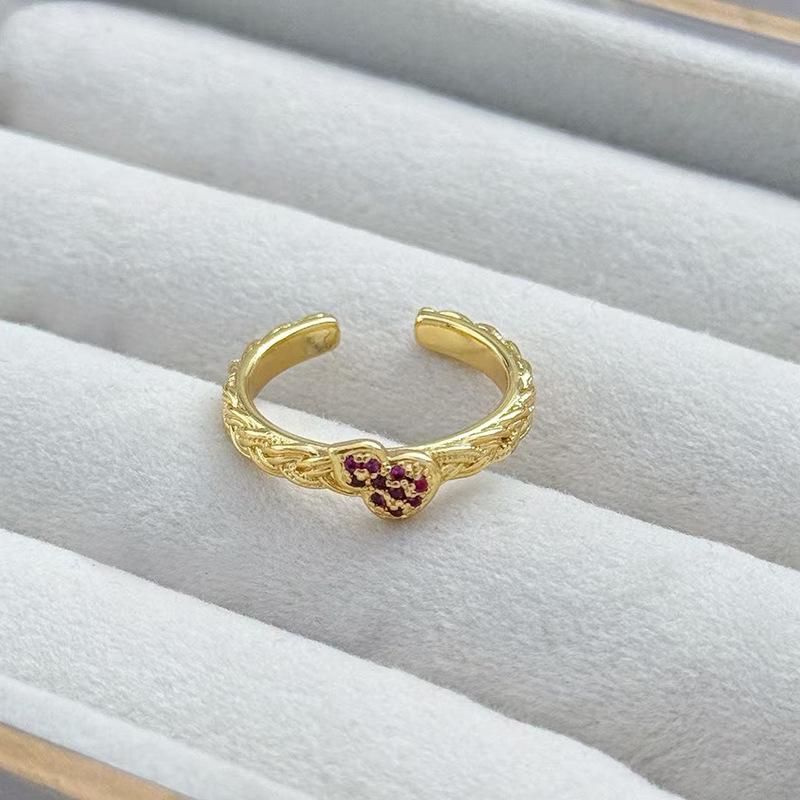 

Ретро Колірна Сепарація Гальванічне Покриття Повний Діамант Легка Розкіш Вишукана Відкрита Каблучка Жіноча Висококласна Солодкий І Прохолодний Темперамент Нішевий Вказівний Палець Adjustable opening