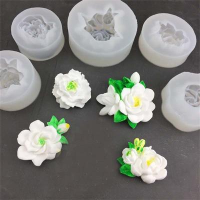 3D Gardenia Jasmine Stampo in silicone Cioccolato fondente Mousse Auto Aromaterapia Foglio di cera Stampo epossidico in gesso