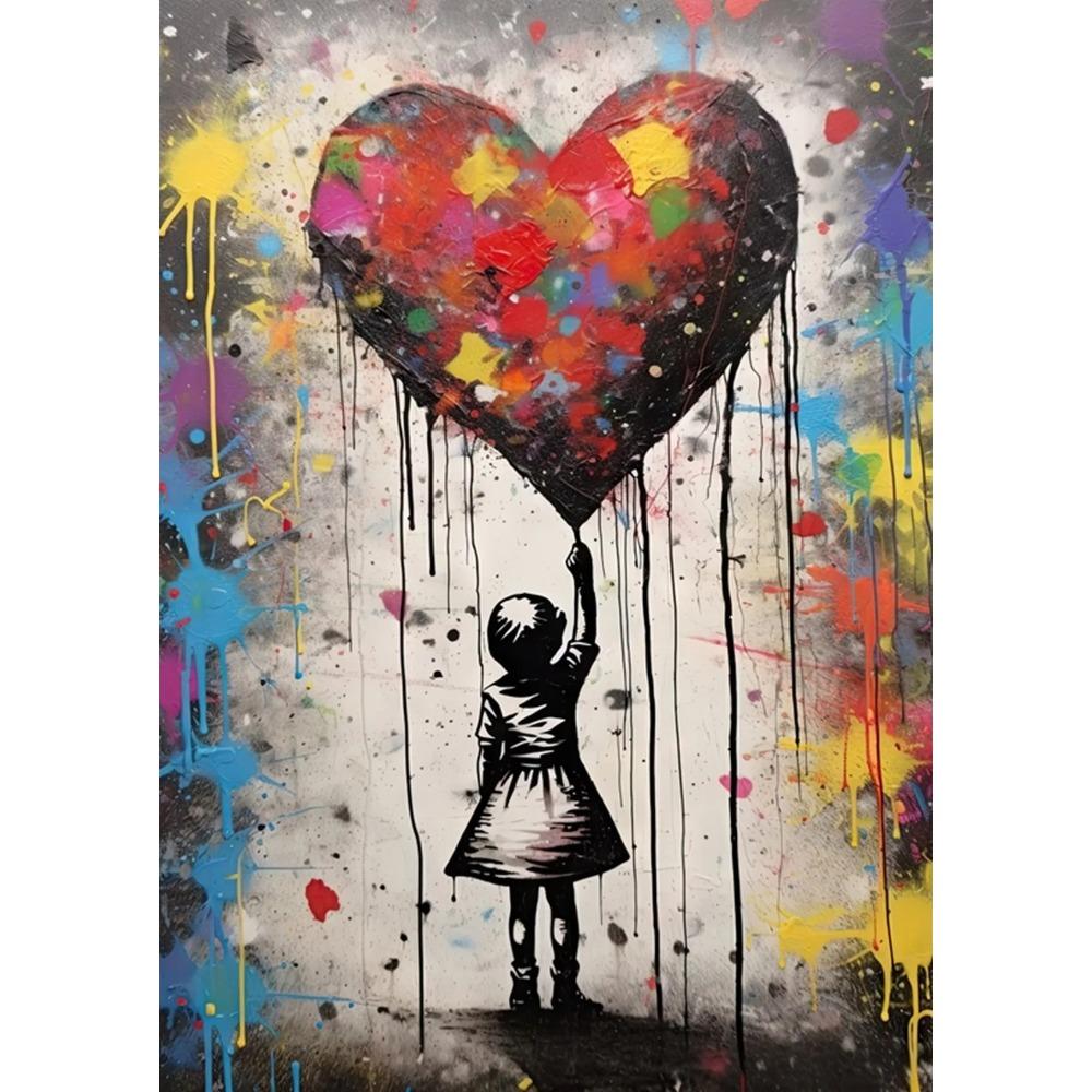 Pop Street Graffiti Wall Art Poster Banksy Ragazzo Ragazza con Palloncino su Tela Poster Stampe Pittura Soggiorno Decorazione Casa Regali
