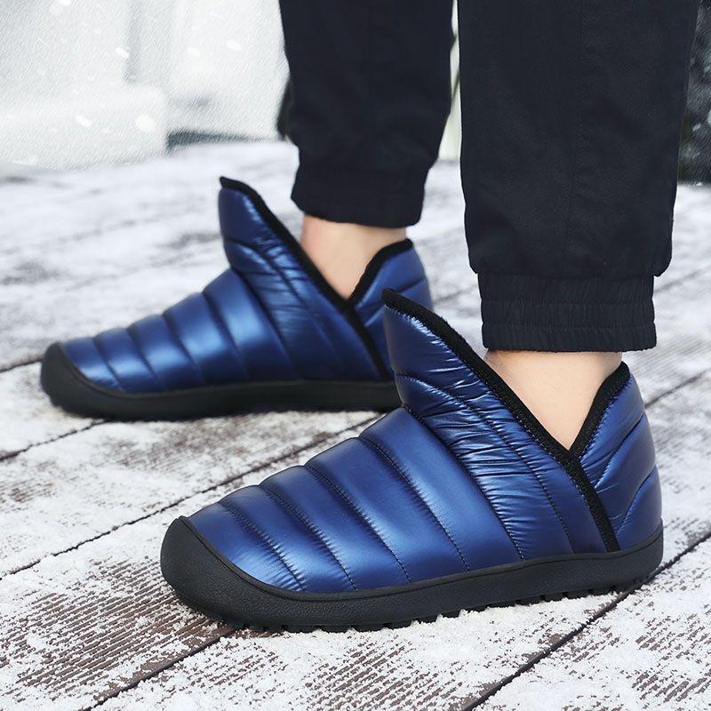 Winter Men Waterproof Ankle Boots Lightweight Men Sneakers Snow Boots Outdoor Couple Warm Cotton Boots Keep Warm Sandproof Shoes