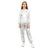 Kids Girls Dance Performance Outfit 2-Piece Set: Metallic Shiny Long Sleeve T-shirt & Matching Shiny Pants for Stage & Party