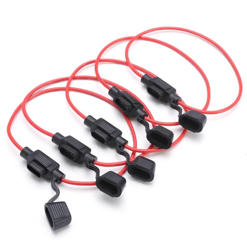 Auto Ring Fuse Black Insert Red Wire Harness Blade Fuse Holder Suitable for Cars and Motorcycles Car Fuse Box