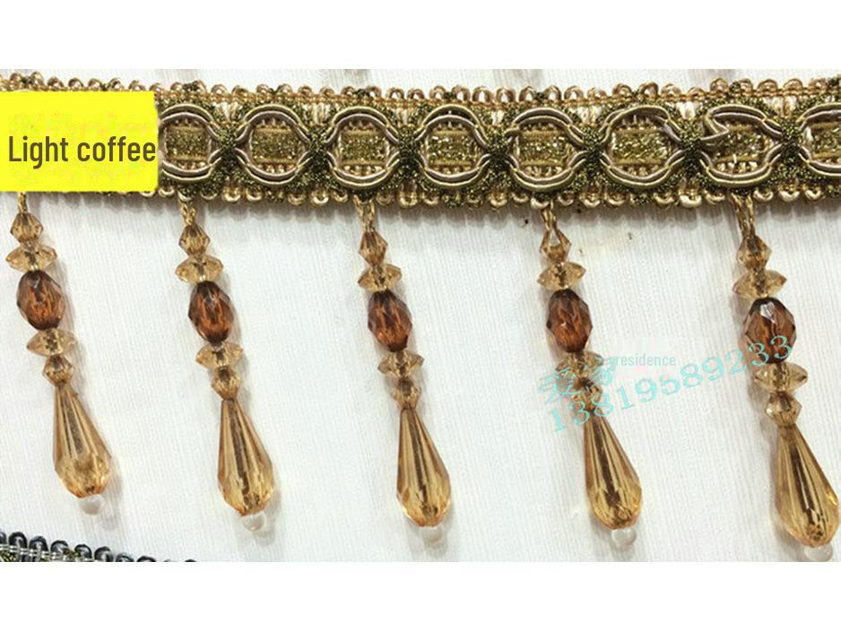 Europeisk tofsfrans med kristallpärlor för gardindekoration