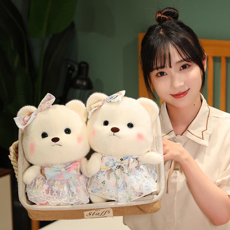 Liebliches Mädchen Herz Bär Plüschtiere Kawaii Stofftiere Weiche Babyschlafpuppe Valentinstagsgeschenk Für Selfie-Requisiten