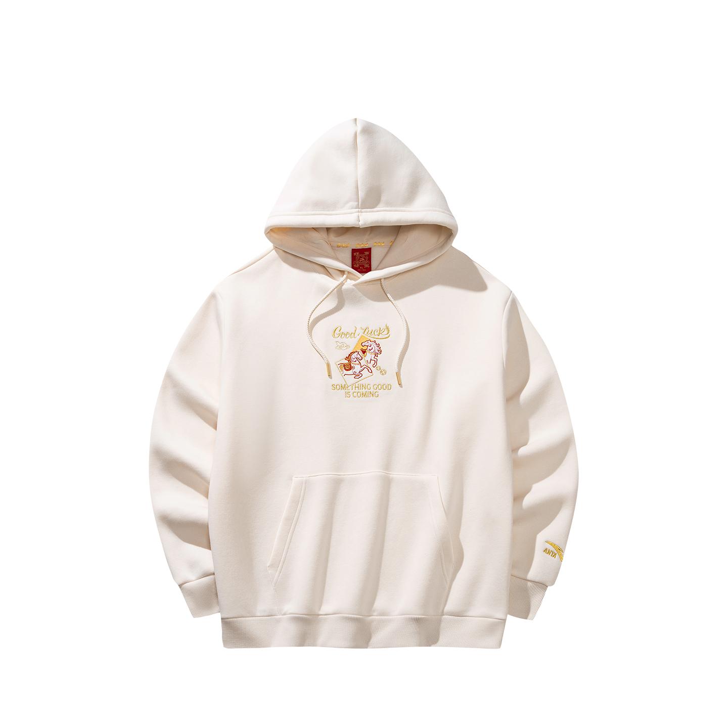 

Anta Good Things Happen Lifestyle Series Casual Fashion Sports Versatile Loose Comfortable Fleece Thick Warm Hooded Pullover Sweatshirt 152618707N-2 4XL