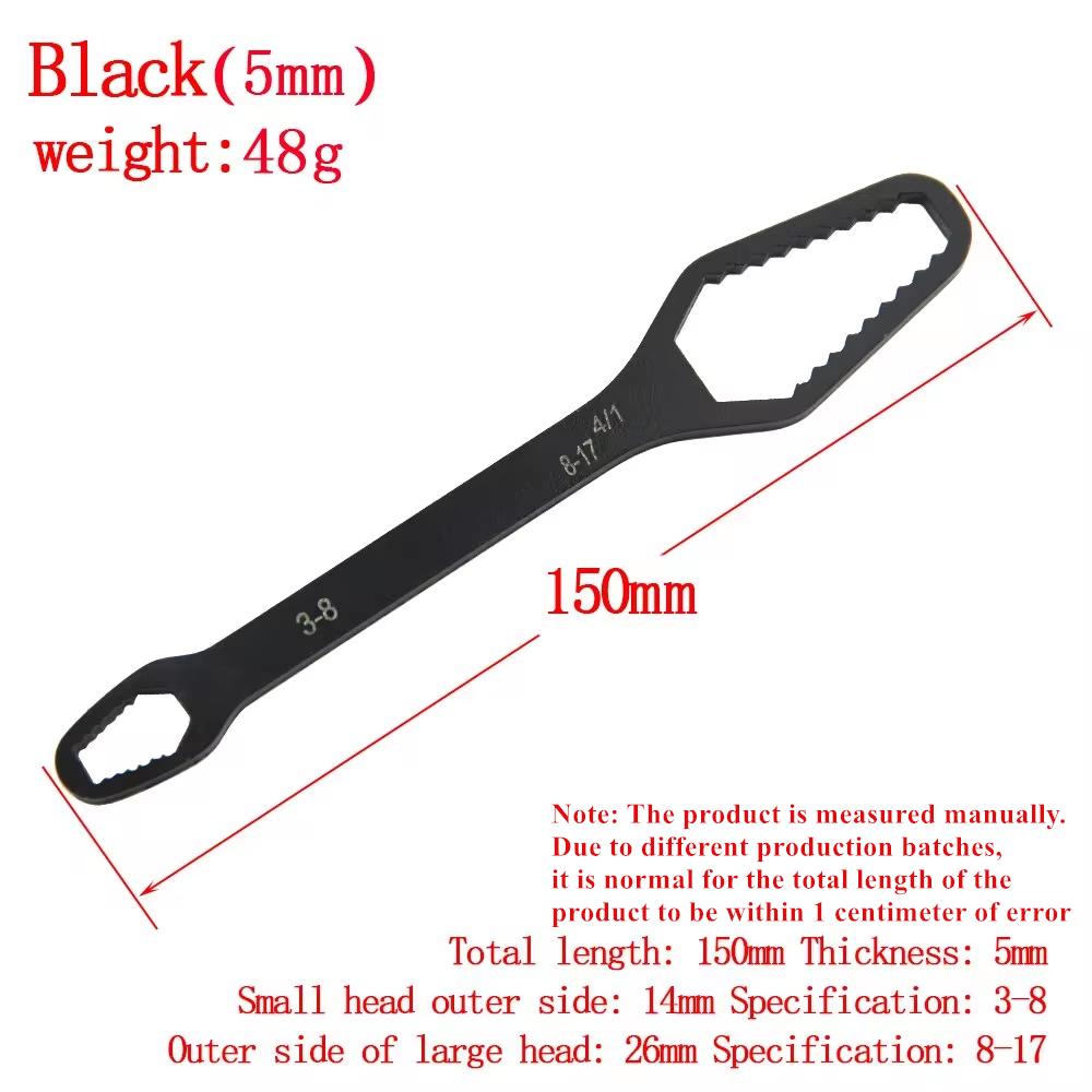 8 to 17 Black Multifunctional Double End Box Wrench Hexagon Double End Solid Wrench Screw and Nut Tool with Various Diameters чёрный