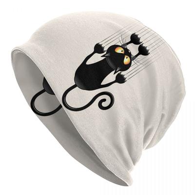 Lustige Cartoon schwarze Katze Skullies Beanies Caps Mode Winter warme Frauen Unisex Strickmütze Erwachsene Unisex Motorhaube Hüte