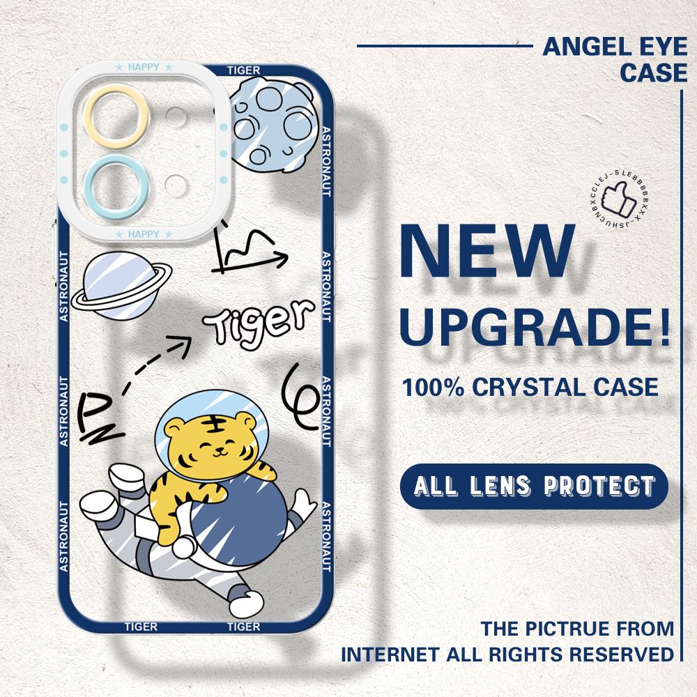 For Vivo Y15S Y17S Y36 Y20 Y22S Y28 Y75 Y33S Y18 V27 V29e V30e V20 V21 Tecno Pova 5 Cartoon Astronaut Crystal Full Lens Protect Soft Phone Case