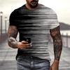 Hot Sale Black White Stripes 3D Graphic T Shirts Men Summer Y2k Tshirt Clothing Mens Fashion Harajuku Breathable O Neck Top Tees