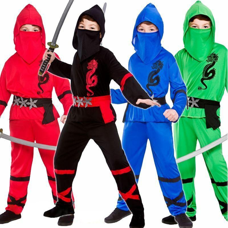 Ninja Power Boys Costume Martial Arts Japanese Samurai Warrior Dress Fancy