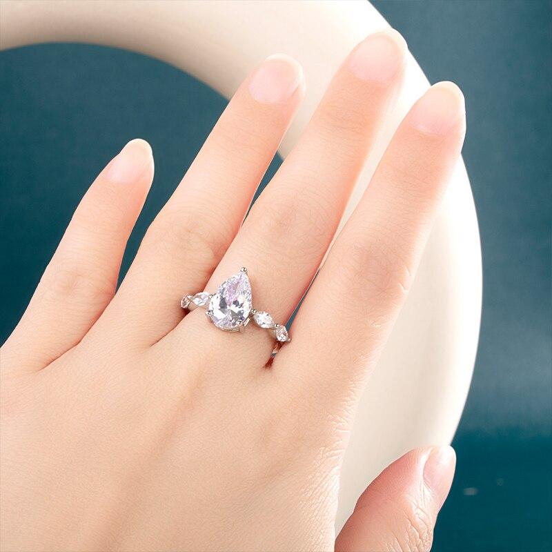BELLA BOX Luxury Pear Shape Zircon Rings For Women Wedding Engagement Jewelry Fashionable Party Finger Accessories Romantic Gift
