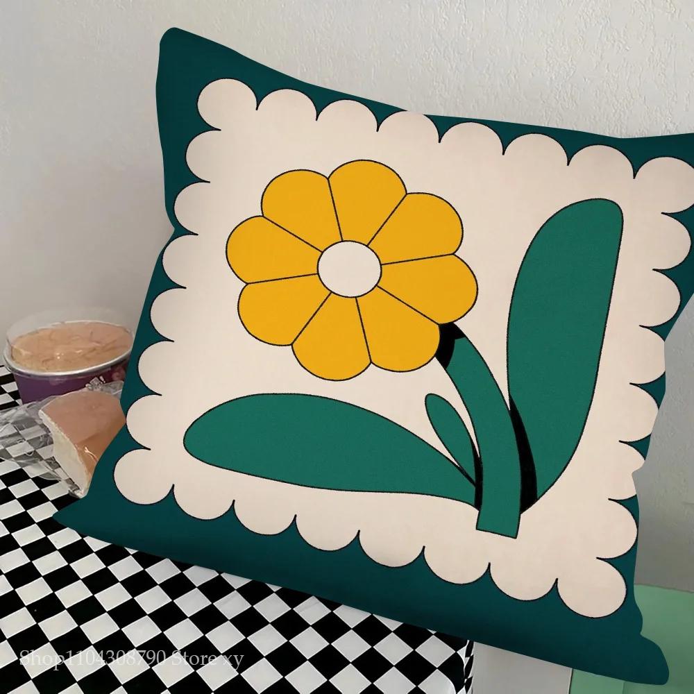 Flower Plants Pillow Case Square Pillow Bedroom Sofa Leisure Comfort Cushion Car Living Room Home Decoration