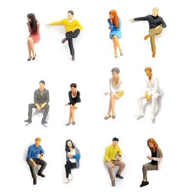 Attractive Mini Resin Figurines In Seat Positions 1:64 Tiny Human Statues Great for Terrariums & Interior Designs Decors