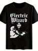 Vintage Electric Wizard Graphic T-shirt - Black Retro Rock Band Print Short Sleeve Tee