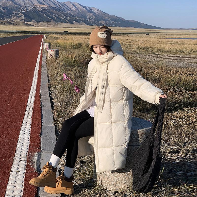 Coffee cotton-padded clothes for women's medium and long winter new models, popular thickened small people, super good-looking cotton-padded jackets,