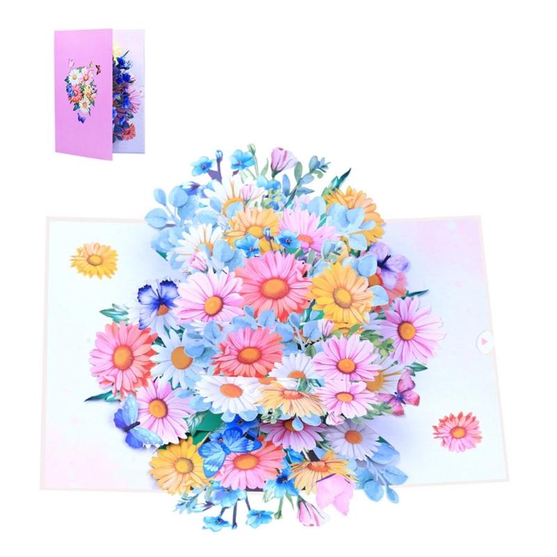 Popup Daisies Bouquets Greeting Card Elegant Daisies 3D Card Flower Greeting Card Accessory for Individualized Message 1