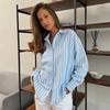 Women's Casual Striped Shirt Long Sleeve Button Down Blouse with Comfortable Fit