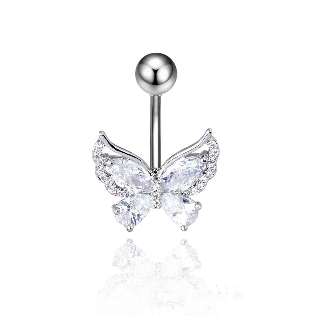 European & American Cute Little Bear Butterfly Navel Stud - Versatile Simple Piercing Accessory