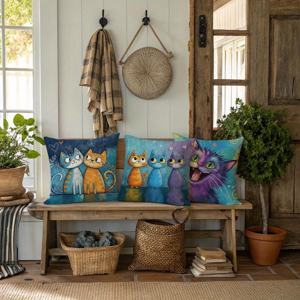 1/4pcs Cute Cartoon Cat Throw Pillow Covers Boho Decorative Cushion Cases for Home Sofa Bedroom Cushion cover