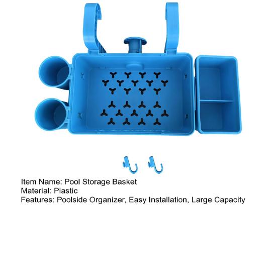 Pool Storage Basket for Above Ground Pools Poolside Storage Organizer with Cup