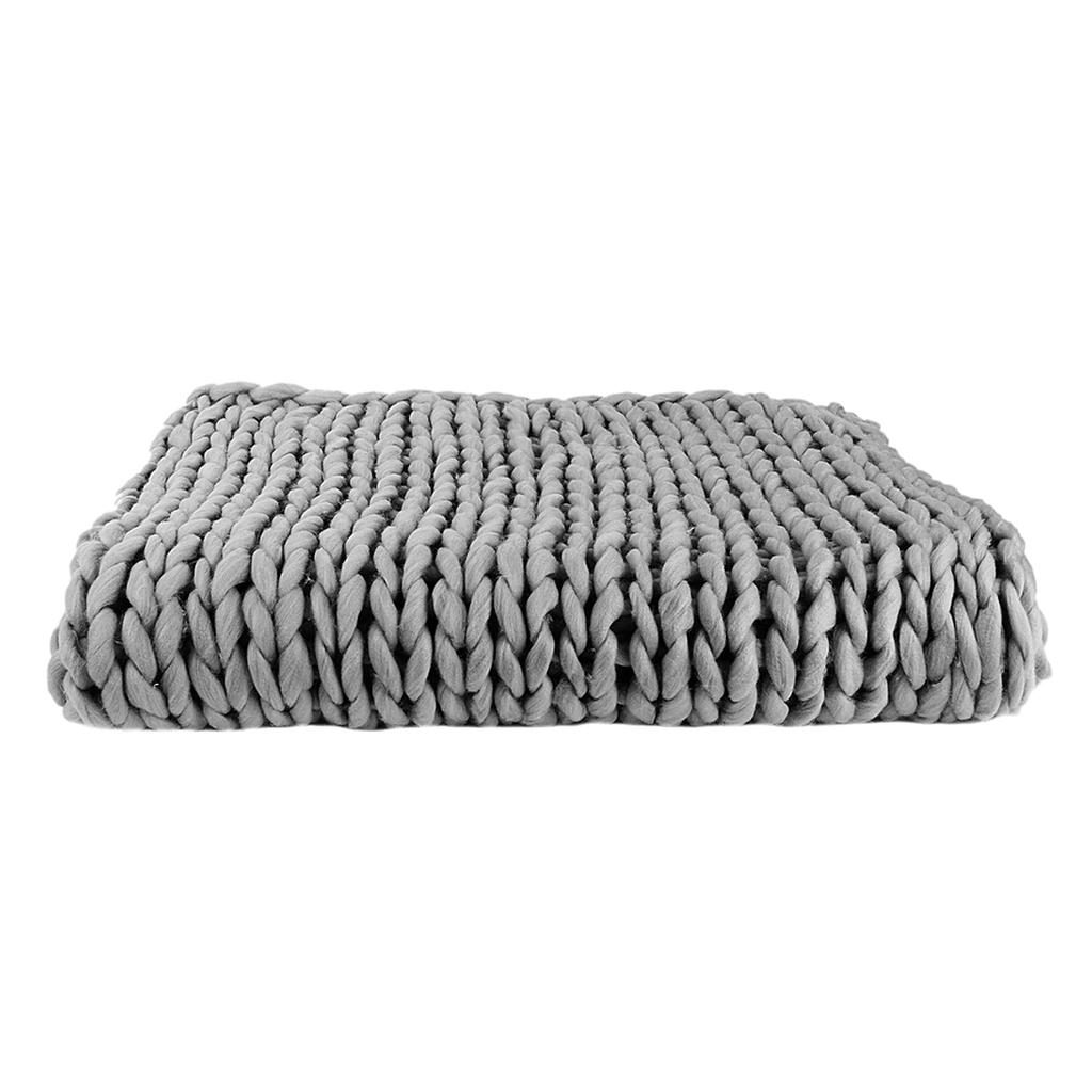 Les Trésors De Lily [R0036] - Acrylic Blanket 'Chunky Knit' Gray (knitting) - 150x120 Cm