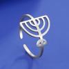 Dawapara Je Menorah Ring Jerusalem Symbol Hanukkah Chanukah Gift Judaic Jewelry Stainless Steel Adjustable Rings