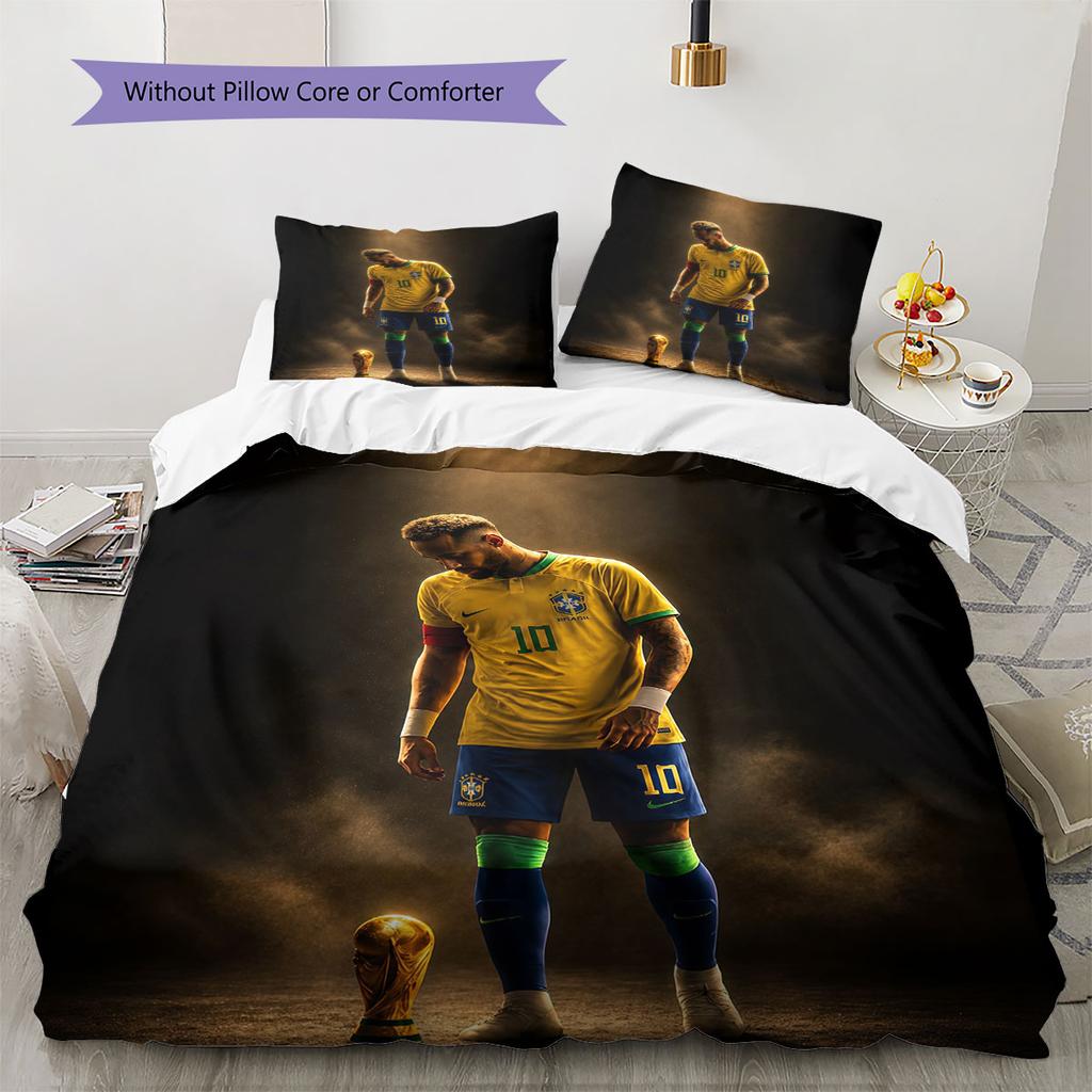 Neymar Muster Bettwäsche Heimdekoration Geburtstagsgeschenk (1 Bettbezug + 2 Kissenbezüge, ohne Füllung),Fanartikel.