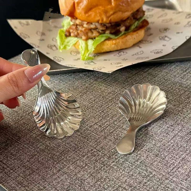 1/2/3Pcs Shell Tea Spoon Stainless Steel Stirring Sundae Coffee Tea Spoons Dessert Stirring Coffee Supplies Mini Small Coffee