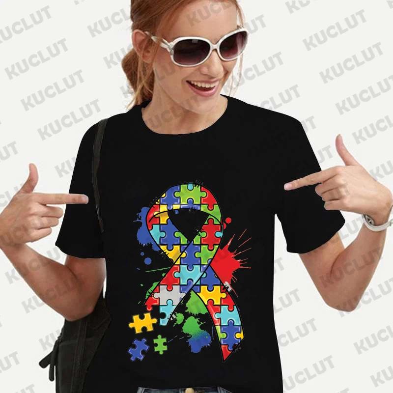 Autism Awareness Shirt Women Clothing Unisex Tshirts Autism Support Tshirt Short Sleeve Clothes Awareness Month Oversized Tees