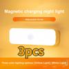 3 Stück Kreatives magnetisches Lade-Nachtlicht mit langer Akkulaufzeit, RGB-Farbanpassung, kabelloses Flur-Augenschutz-Knopf-Nachtlicht