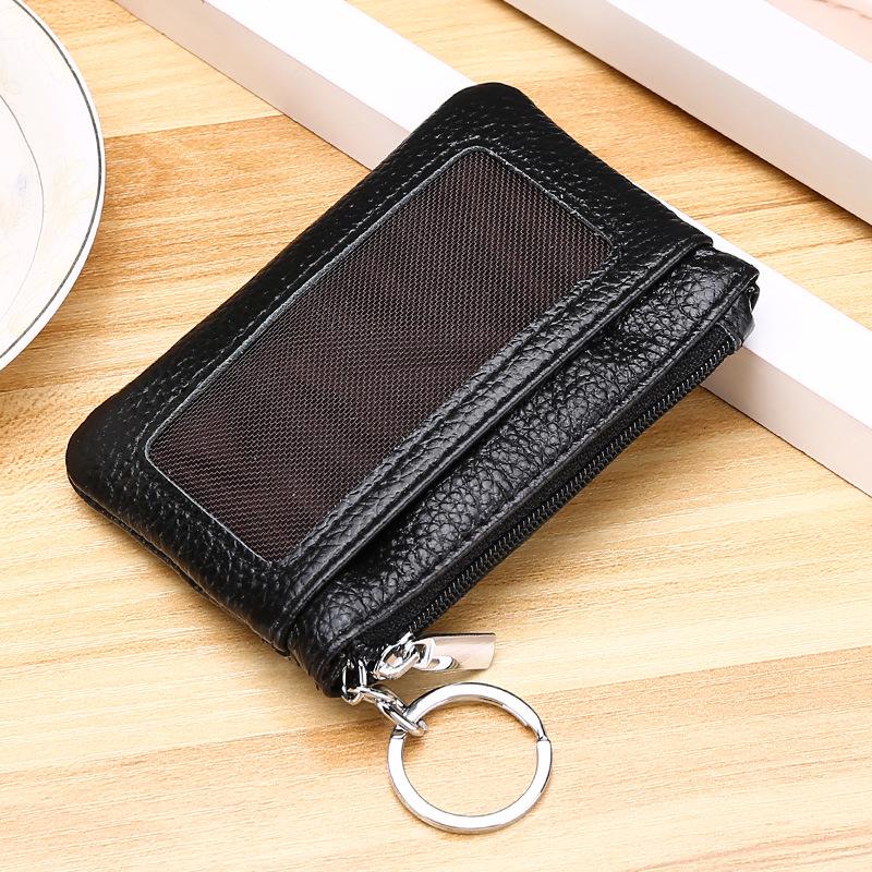 

Women s Top Grain Cowhide Leather Coin & Card Holder чёрный