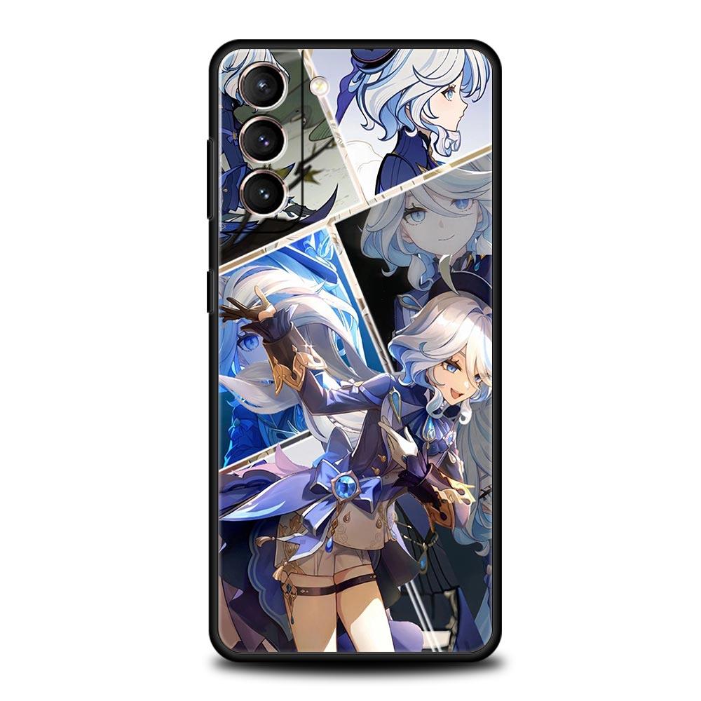 Genshin Impact Lovely Furina Phone Case For Samsung Galaxy S25 Edge S24 S23 S22 S20 Ultra S21 FE 5G S10 Plus Soft TPU Cover