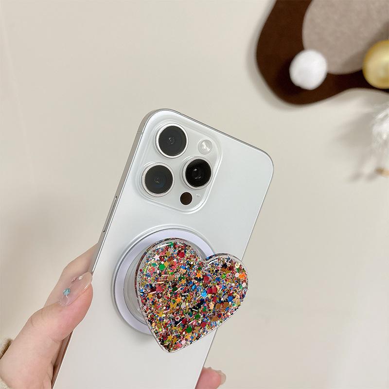 Japanese Small Fresh Heart-Shaped Mobile Phone Airbag Bracket Magnetic Suction Creative Ring Lazy Grip Portable