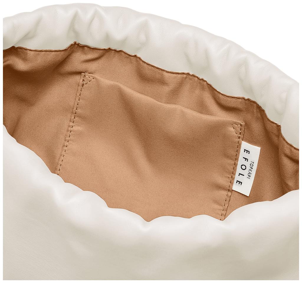 Kunstleder Geraffte Kordelzug Umhängetasche EFOLE Weiß [Topkapi] Damen