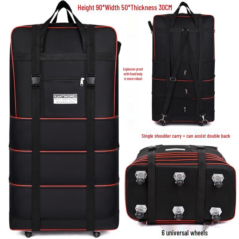 158L Aviation Large Capacity Rolling Travel Bag - Foldable Wheeled Luggage Storage, Oxford Cloth