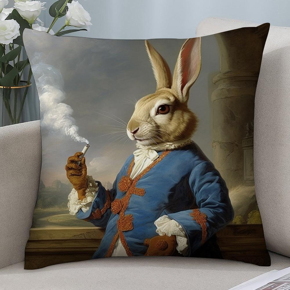 

Ретро Портрет Кролика Наволочка Короткий Плюш Наволочки Диван Декоративный Подарок Дом Двусторонняя Печать Наволочка 16x16Inch