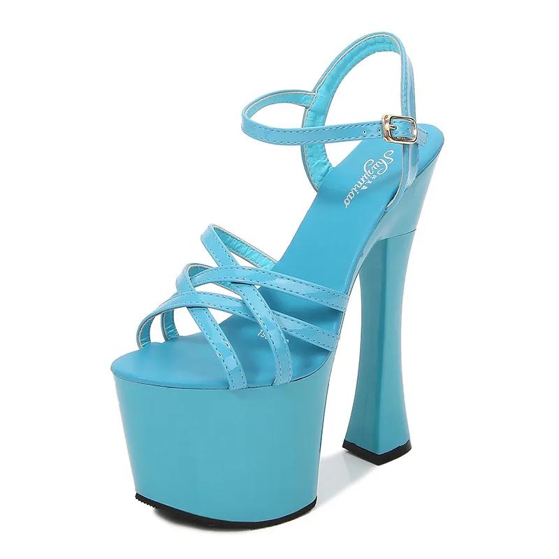 Fashion 17.5cm Heels Super High Heels, Thin Heels, Waterproof Platform, Night Club Sandals, New Red Open Toe Sandals