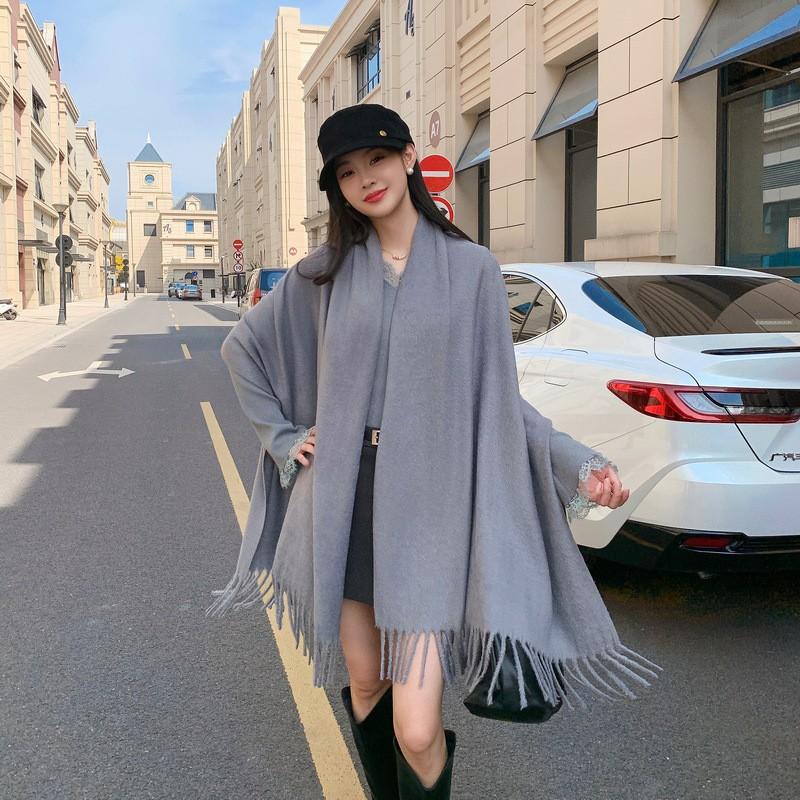 Luxury Faux Mink Scarf Women Men Solid Color Winter Warm Shawl Korean Style Chic Neck Wrap 208x70cm