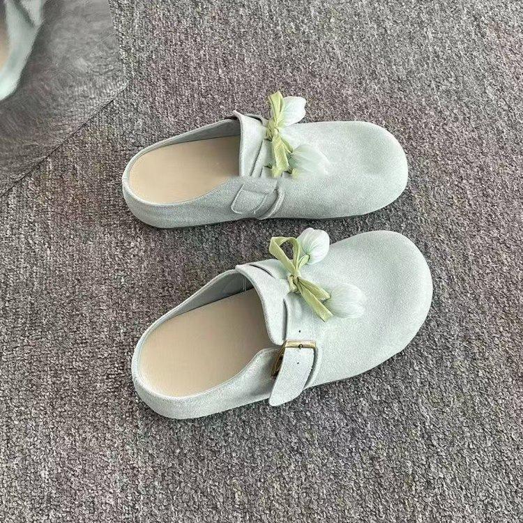 

Thick-soled one-pedal lazy shoes women s 2025 summer new outer wear bag head half slippers belt buckle fashionable Birkenstocks 35