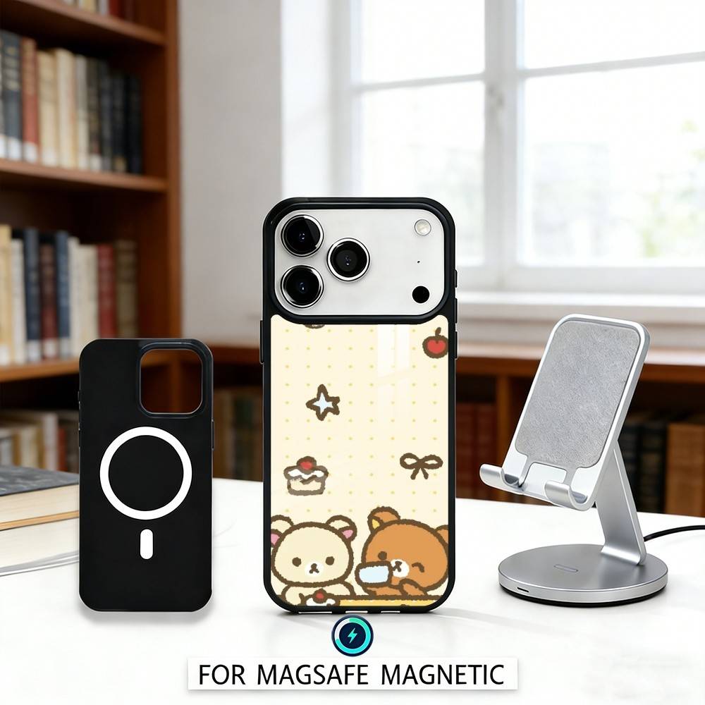 

1 шт. Чехол для телефона R-Relax K-kuma R-Rilakkuma для iPhone 17,16,15,14,13,12,Pro,Max Для Magsafe Магнитная Беспроводная Зарядка iPhone12mini