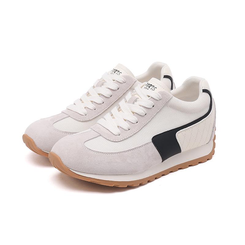 

Женские кроссовки в стиле «папины», легкая роскошь, увеличивающие рост - Мягкая подошва, Легкие, Дышащие, Модные повседневные кроссовки на осень/зиму 38 чёрный/бежевый